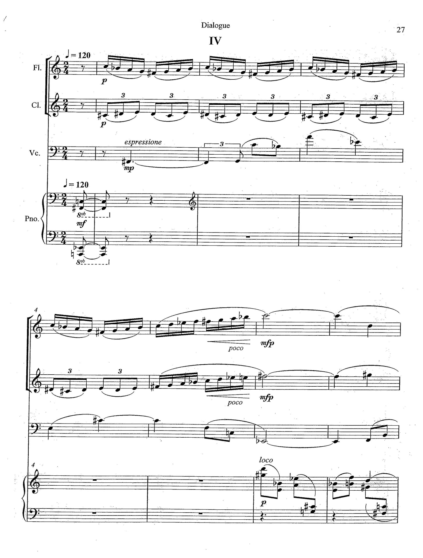 Dialogue for Piano and Three Instruments