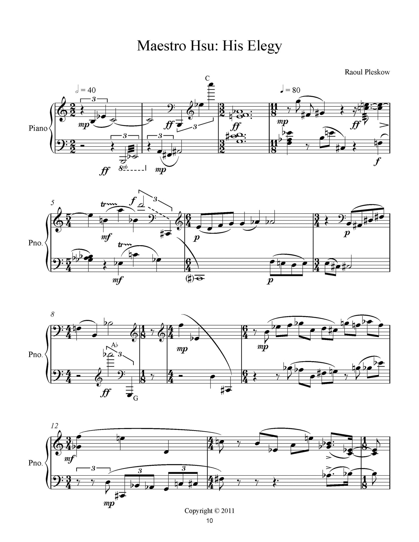 MAESTRO HSU PIANO PIECES