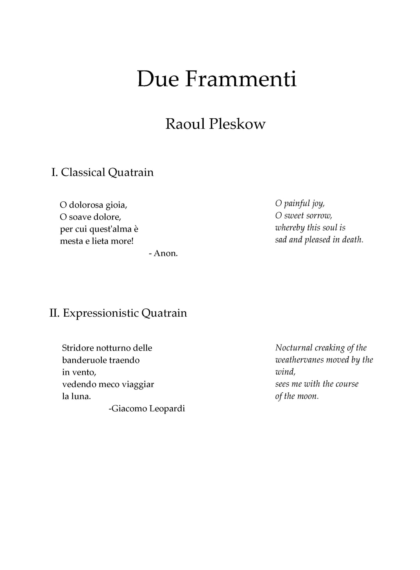 DUE FRAMMENTI