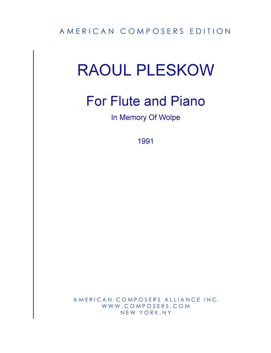 FOR FLUTE & PIANO IN MEMORY OF WOLPE