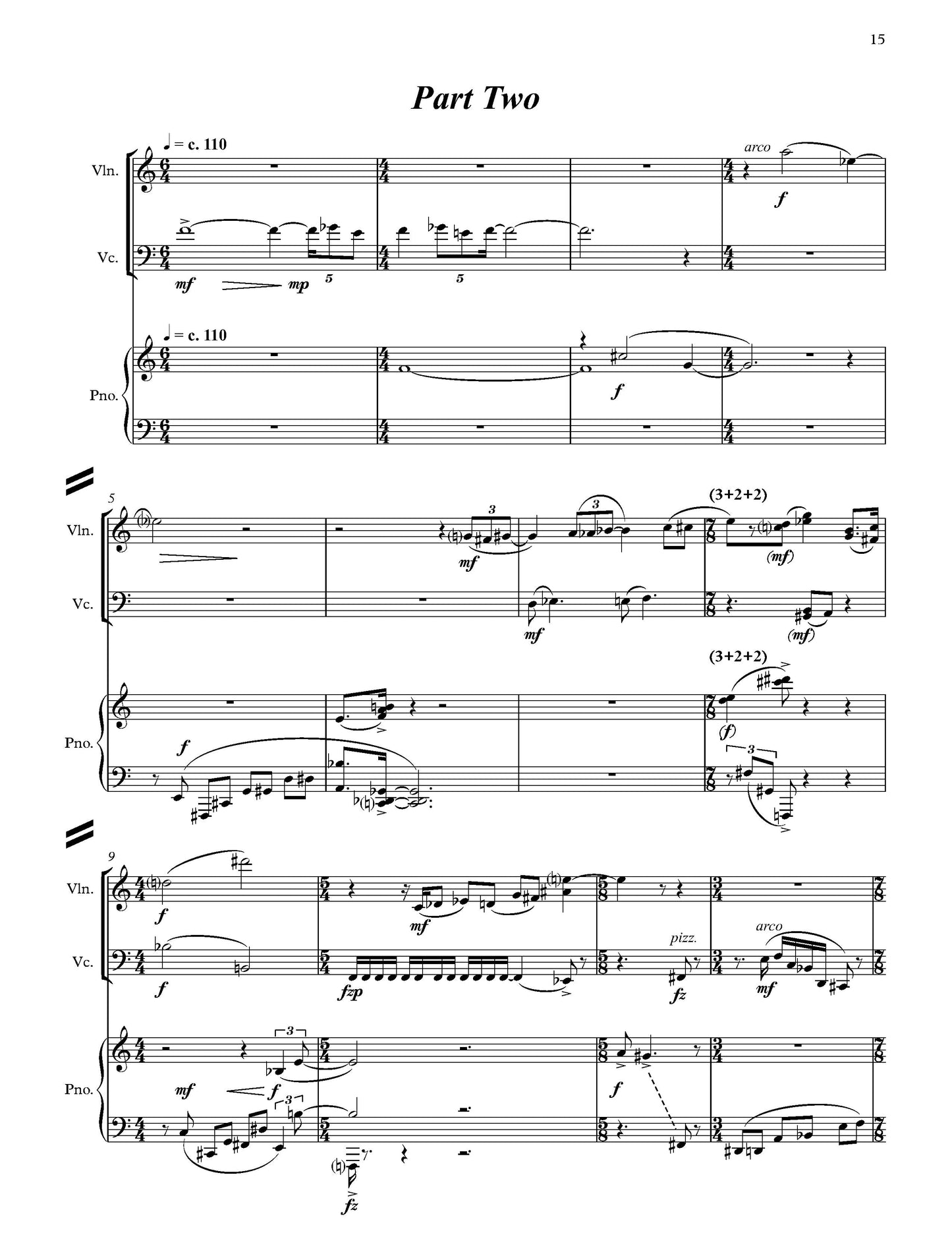 TRIO IN TWO PARTS FOR VIOLIN, CELLO, AND PIANO