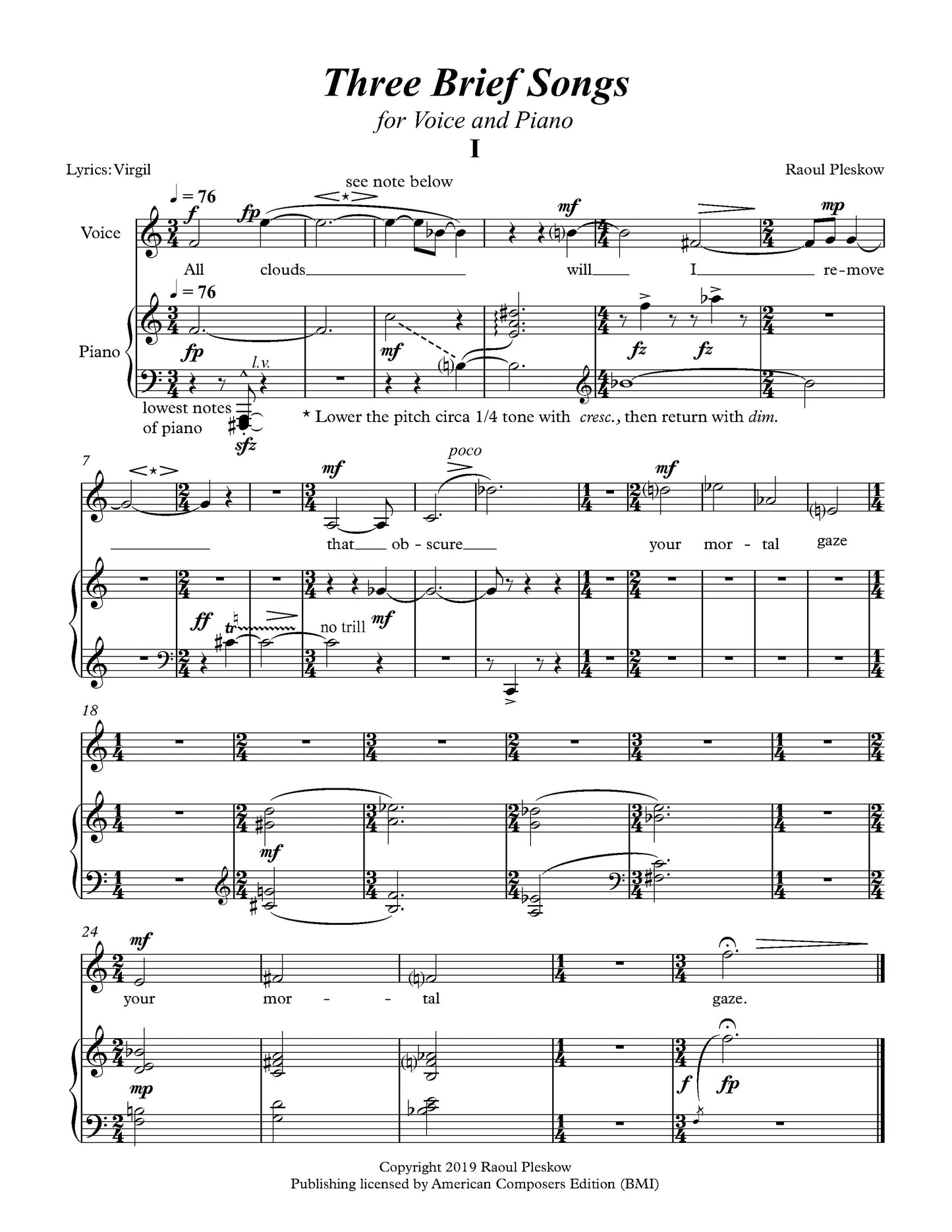 THREE BRIEF PIECES FOR CHAMBER ORCHESTRA