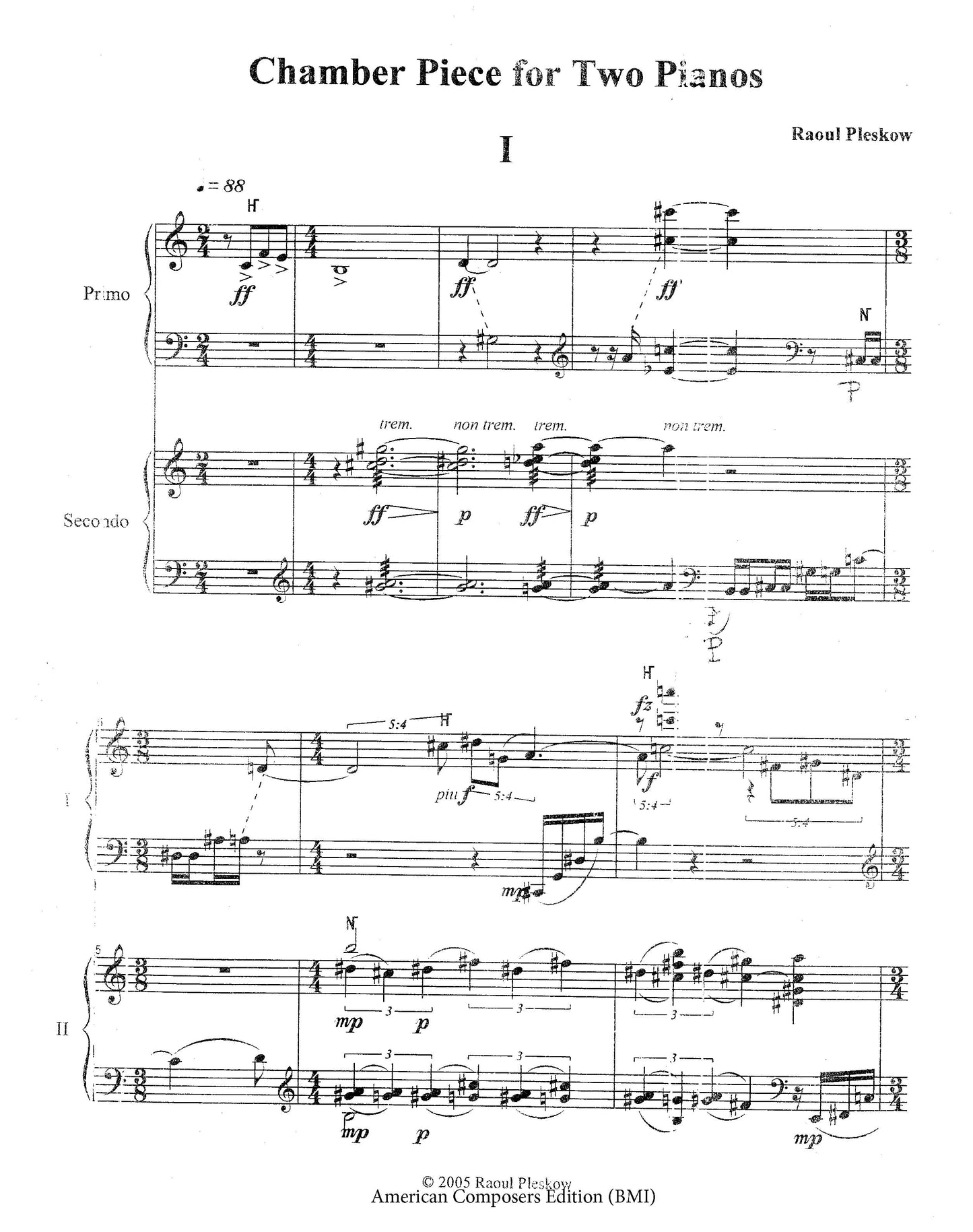 CHAMBER PIECE FOR TWO PIANOS