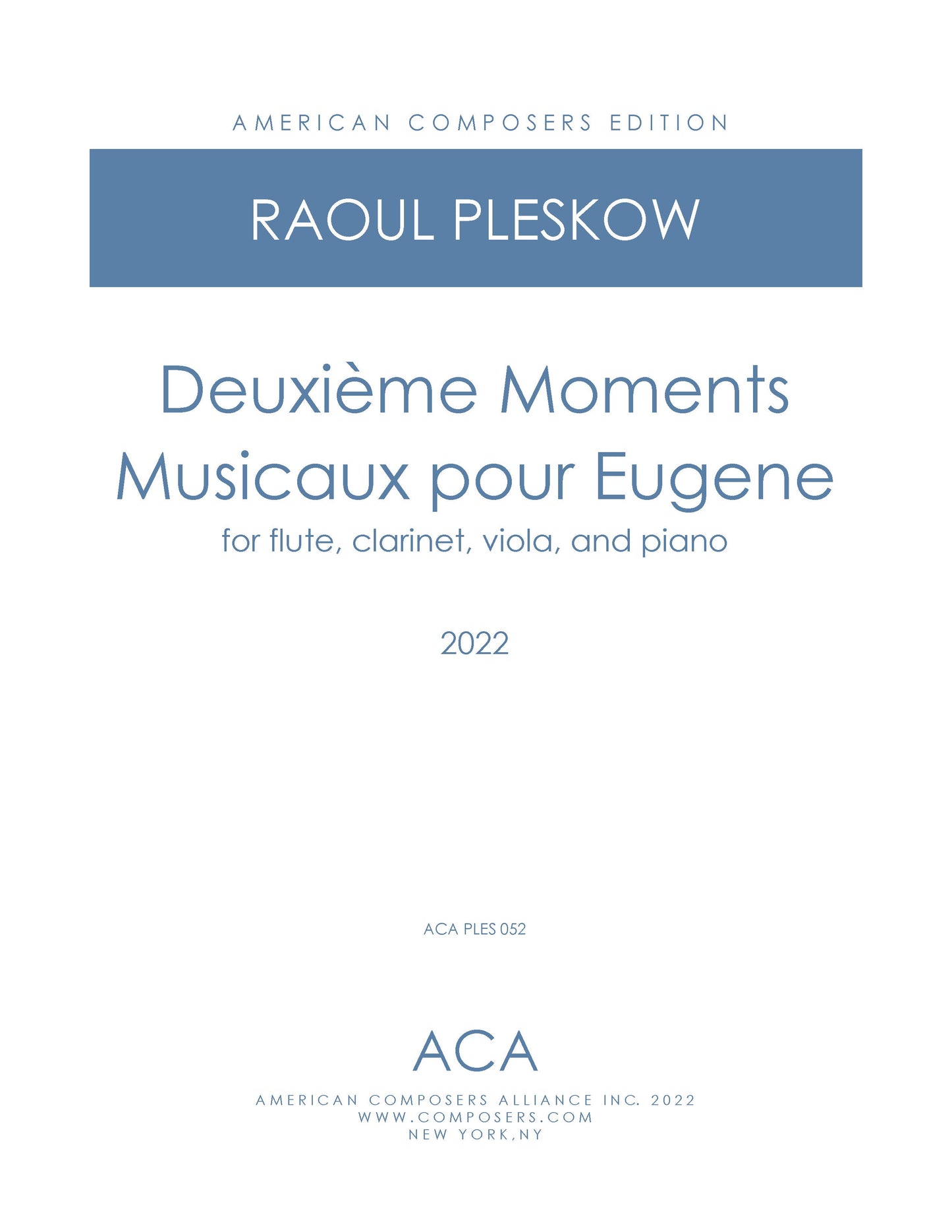 Deuxieme Moments Musicaux pour Eugene