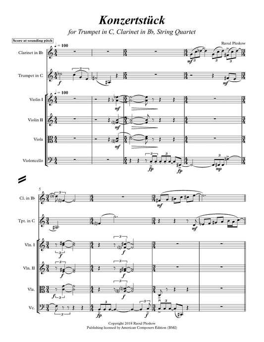 KONZERTSTUCK for CL, TPT, STR QUARTET