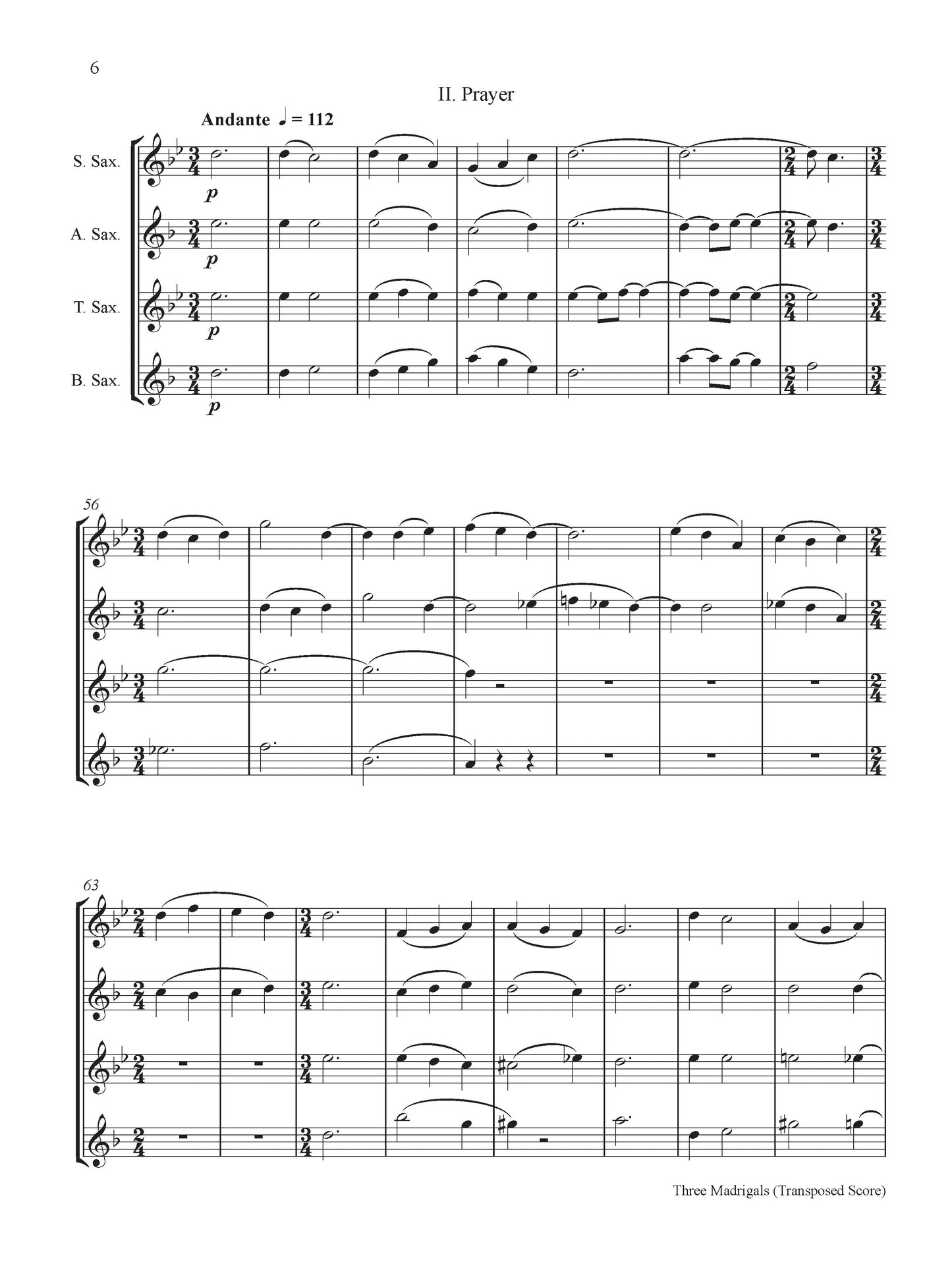 THREE MADRIGALS FOR SAXOPHONE QUARTET