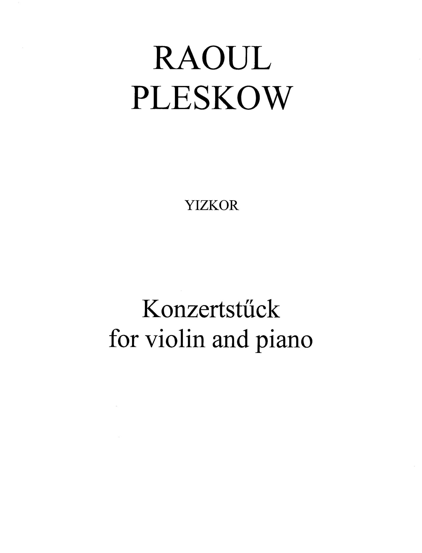 KONZERTSTUCK FOR VIOLIN AND PIANO