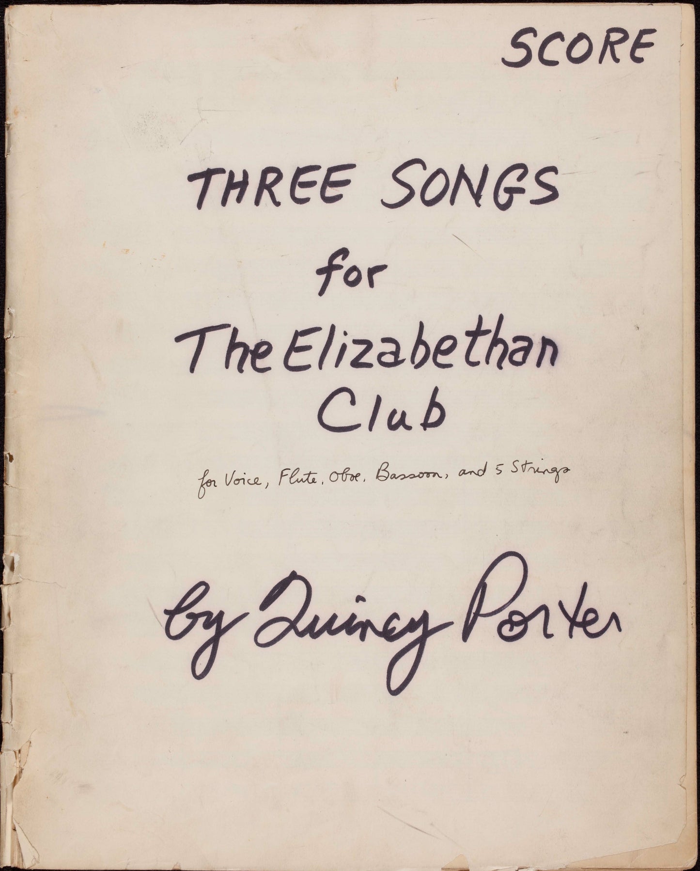 SONGS FOR THE ELIZABETHAN CLUB