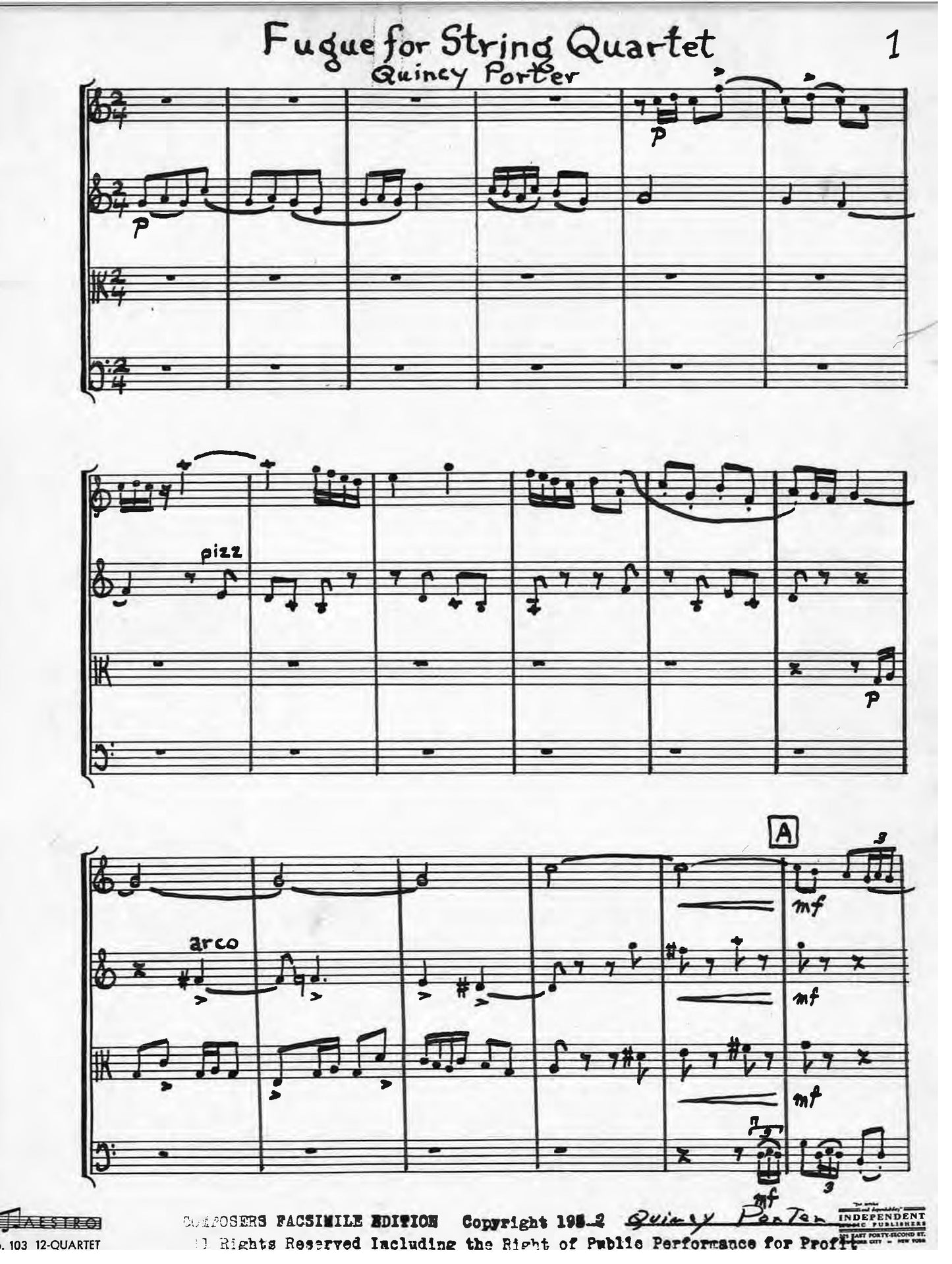 FUGUE for string quartet