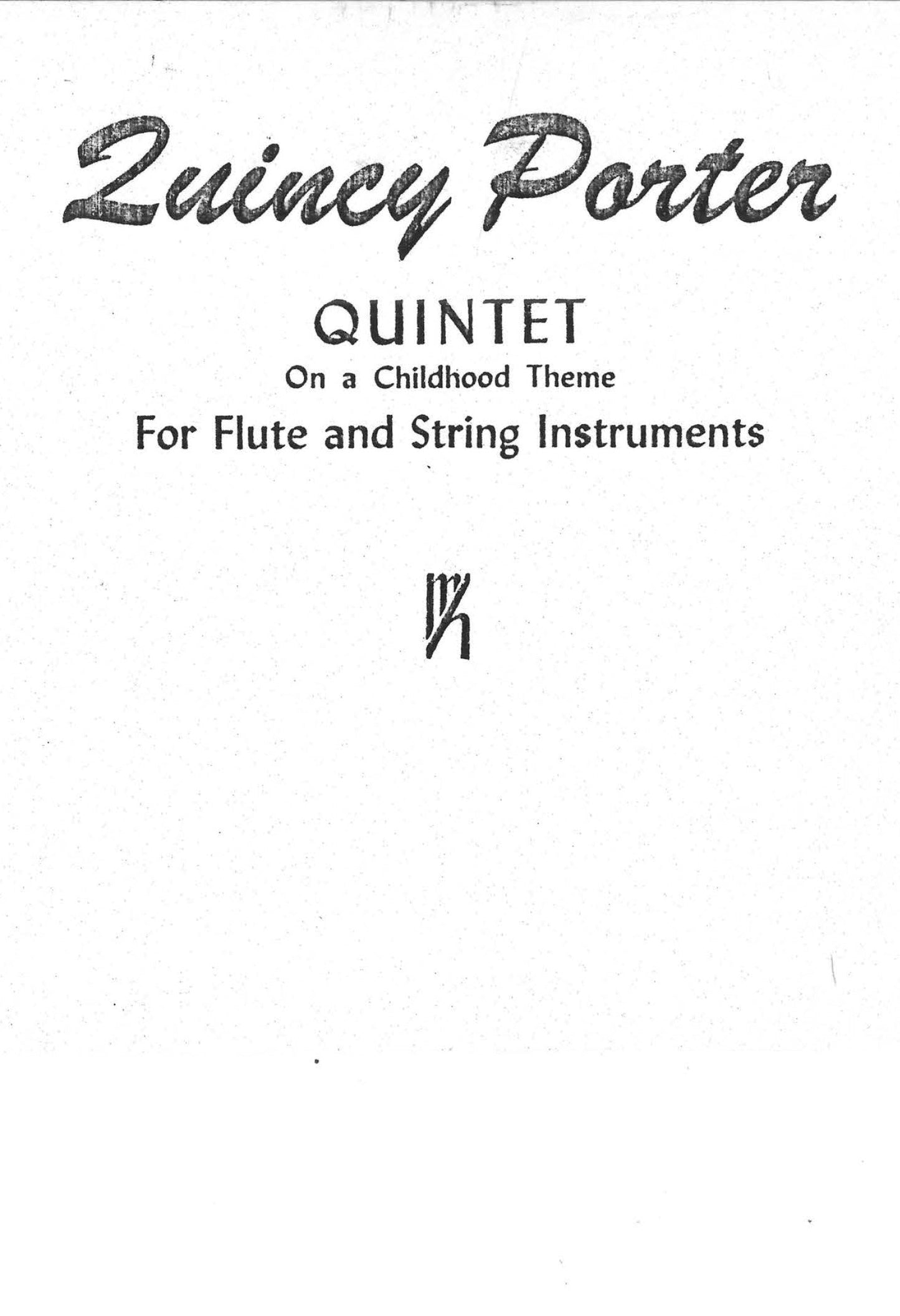 QUINTET ON A CHILDHOOD THEME for flute, strings