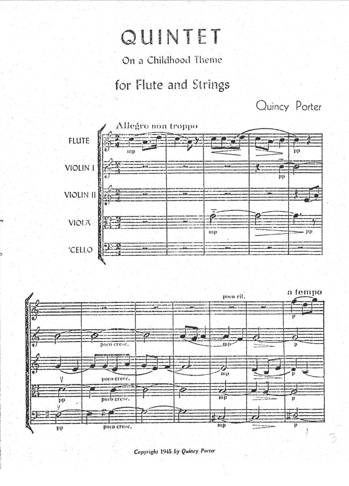 Flute String Guide QUINTET ON A CHILDHOOD THEME for flute, strings – American Composers ...
