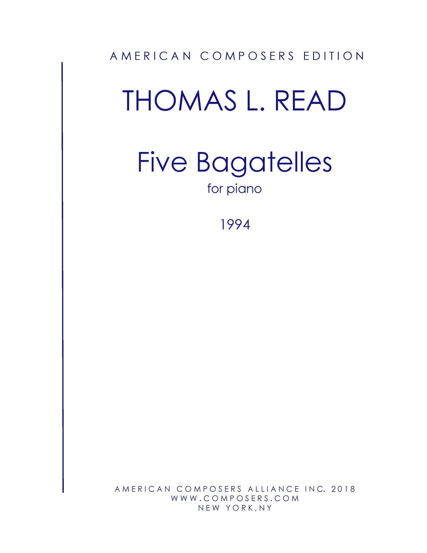 FIVE BAGATELLES - MUSIC FOR PIANO