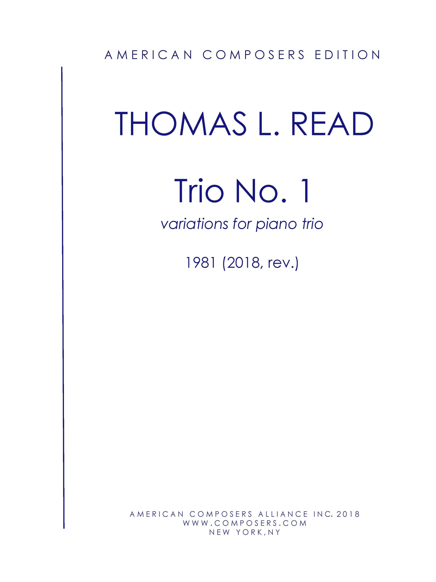 PIANO TRIO NO. 1: VARIATIONS