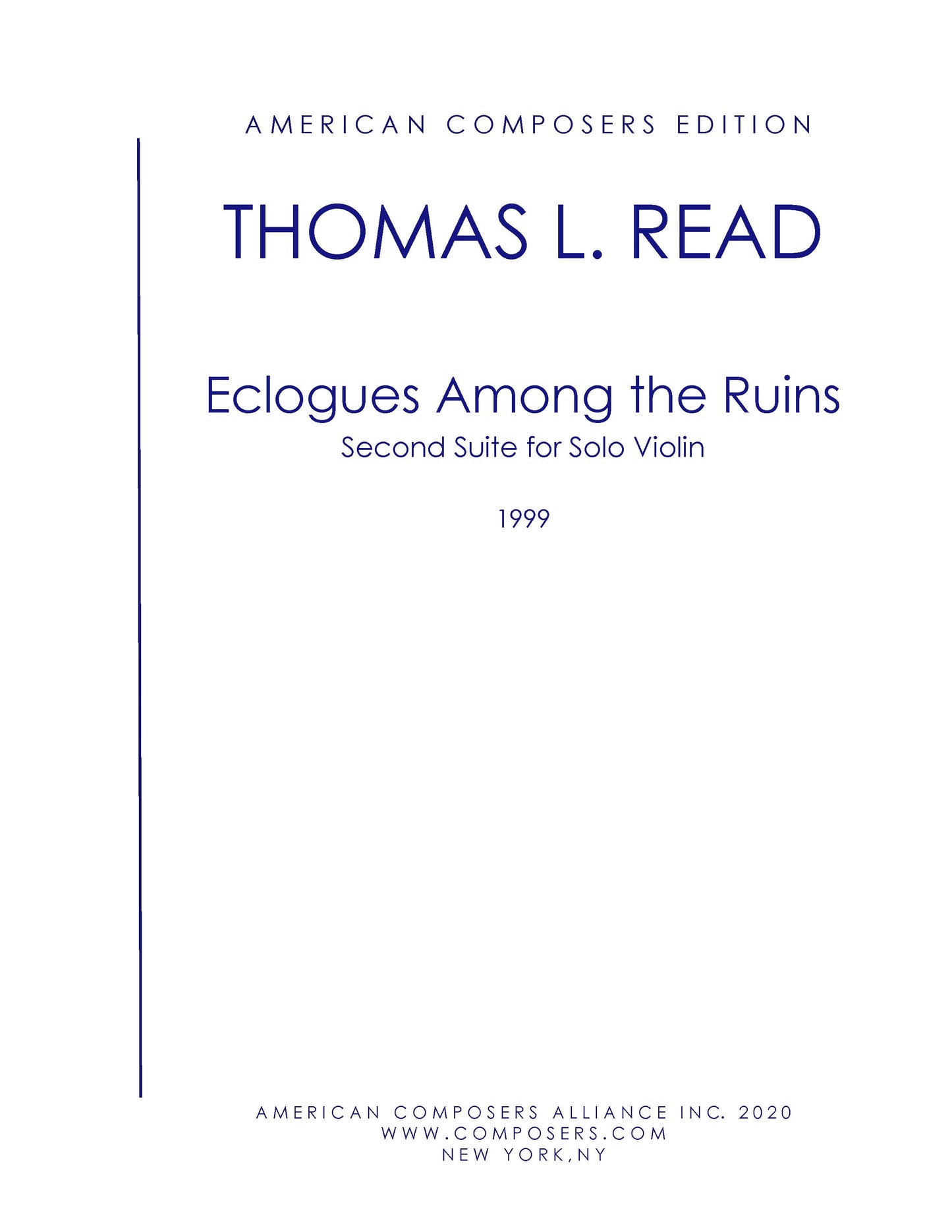 ECLOGUES AMONG THE RUINS (second suite for solo violin)