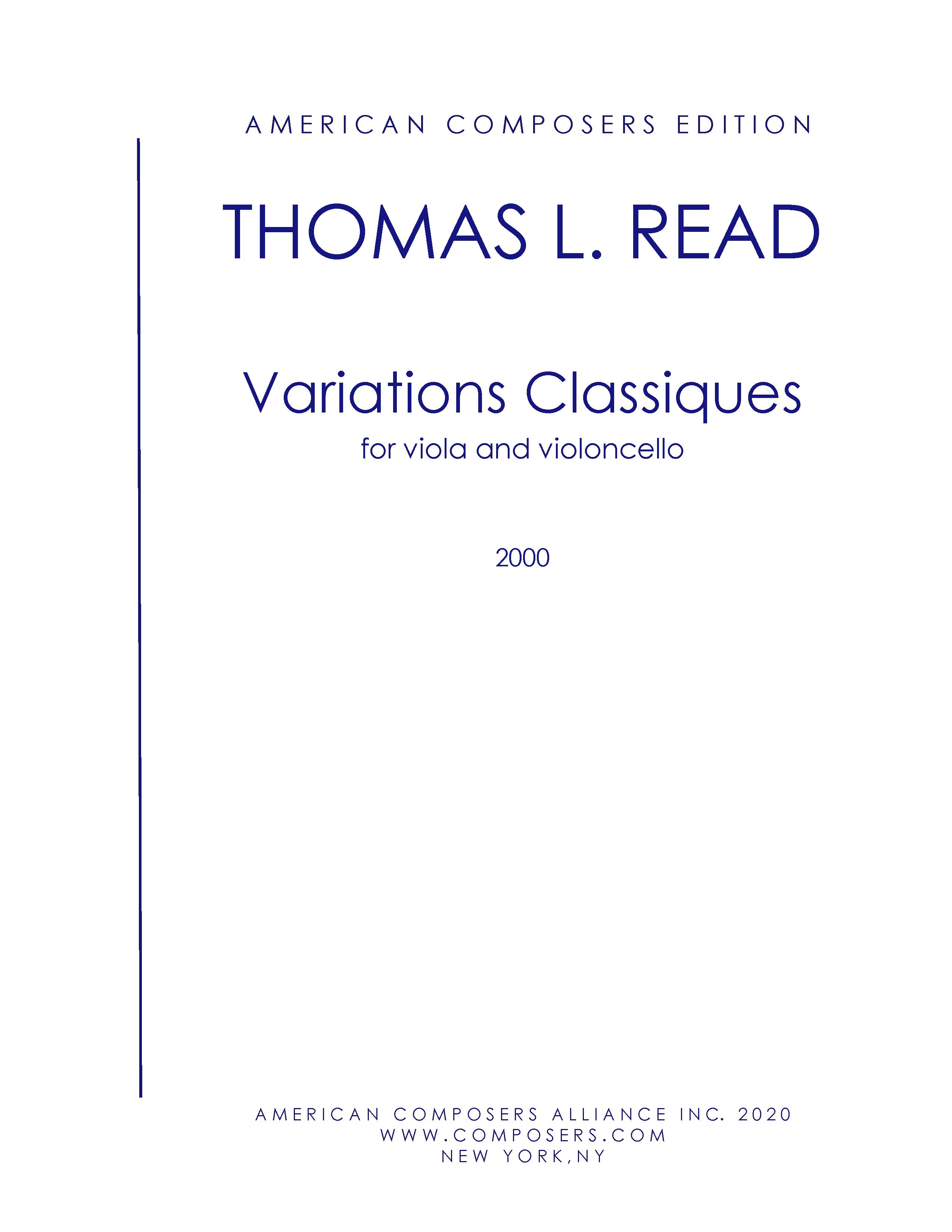 VARIATIONS CLASSIQUES – American Composers Alliance