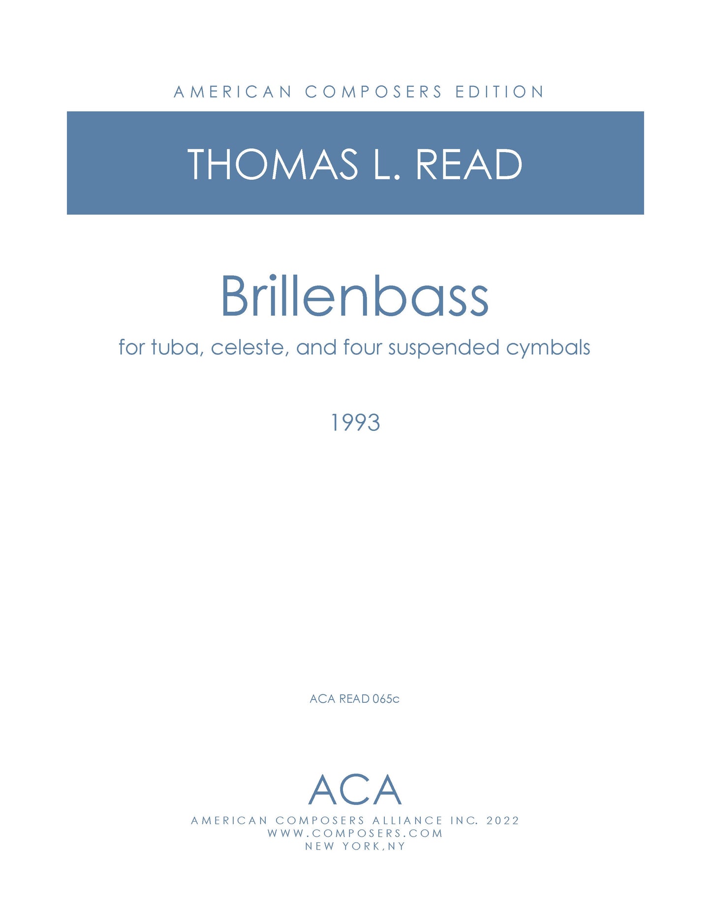 Brillenbass for for Tuba, Celesta, and Cymbals