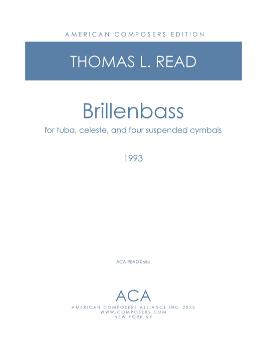 Brillenbass for for Tuba, Celesta, and Cymbals