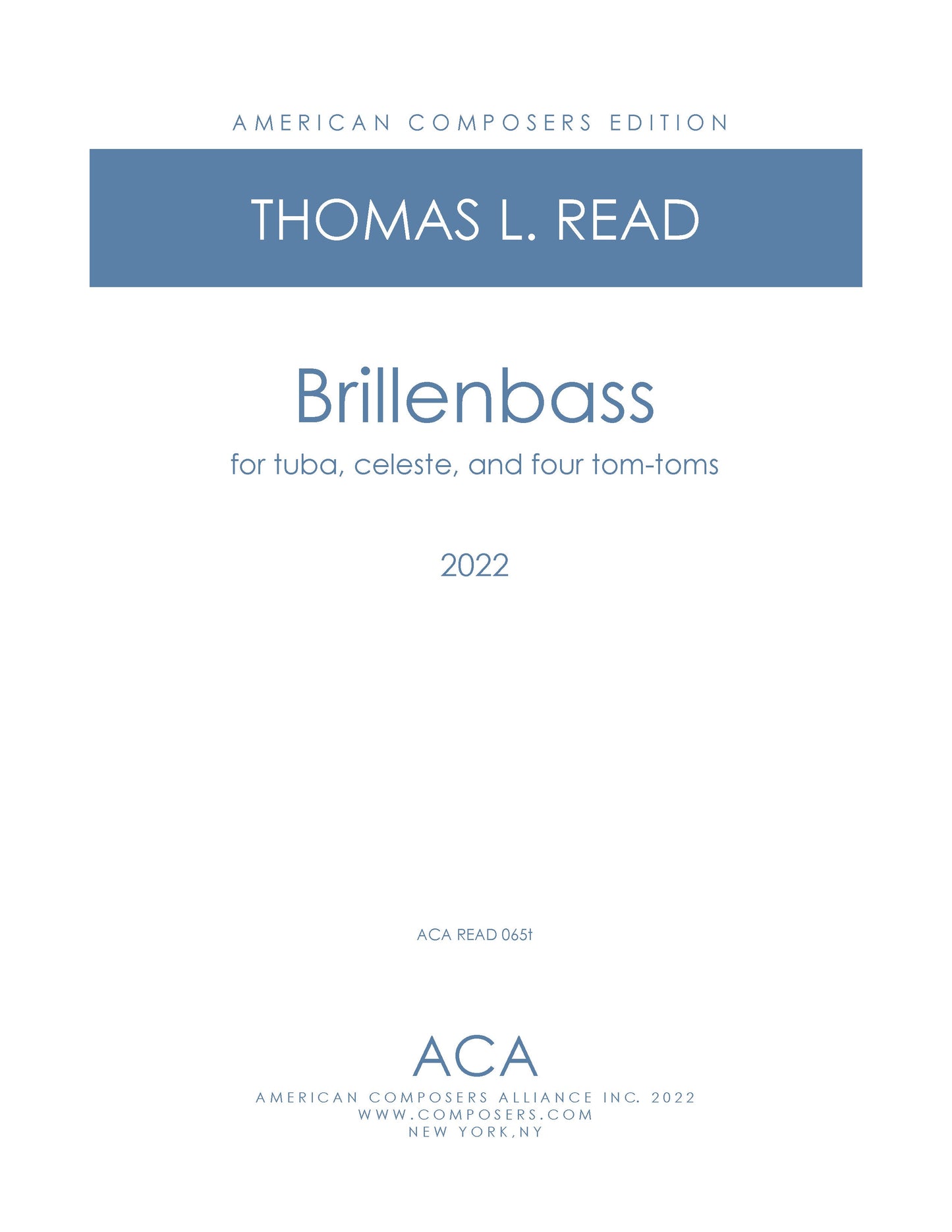 Brillenbass for Tuba, Celesta, and Tom-Toms