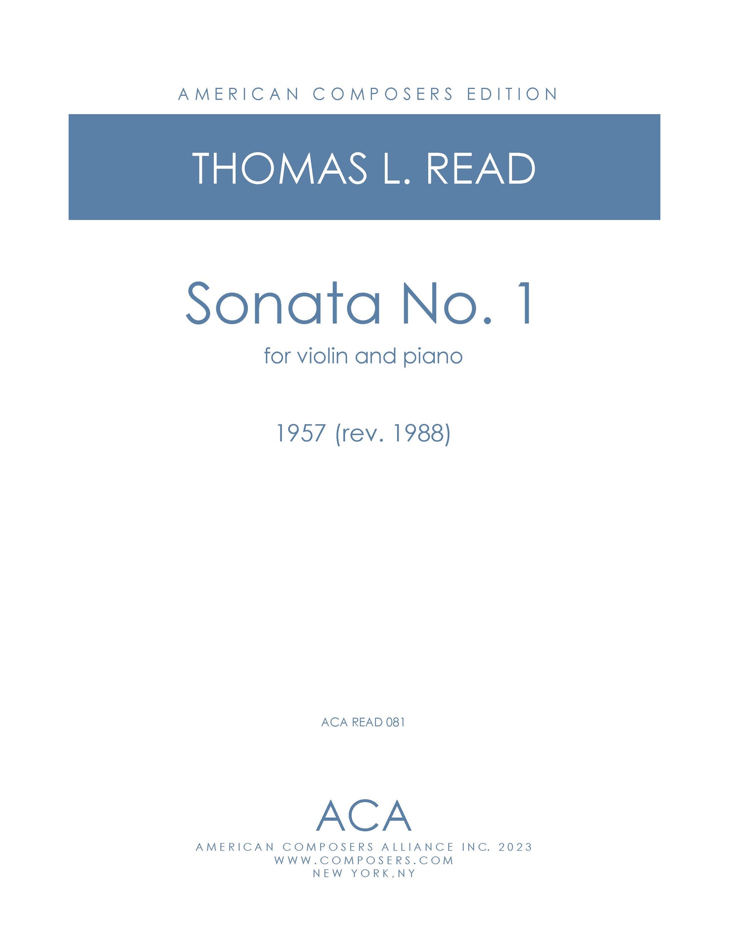 Sonata No. 1 for Volin and Piano