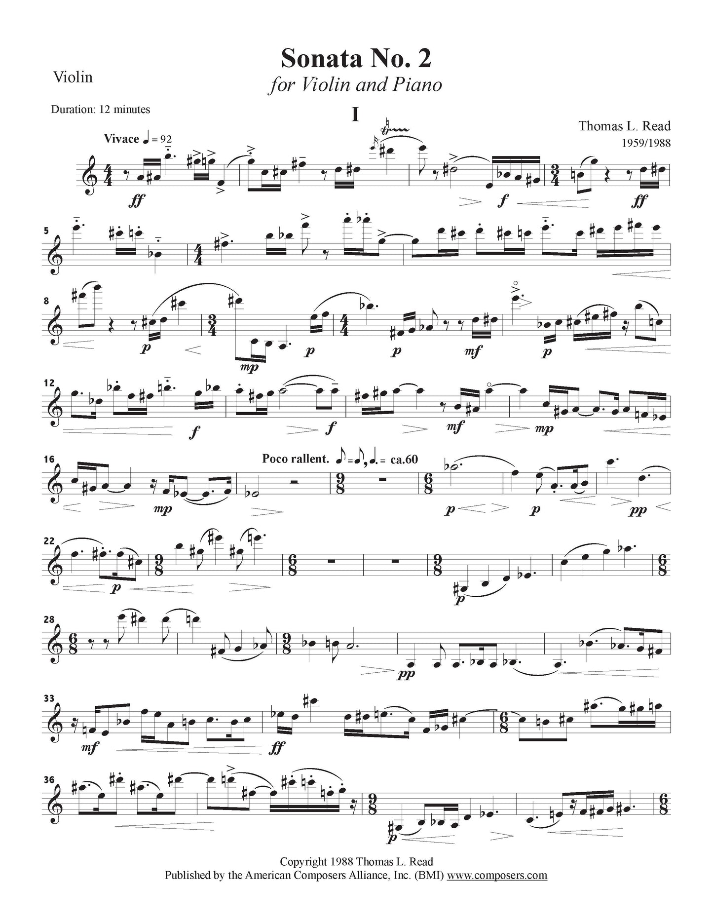 Sonata No. 2 for Violin and Piano