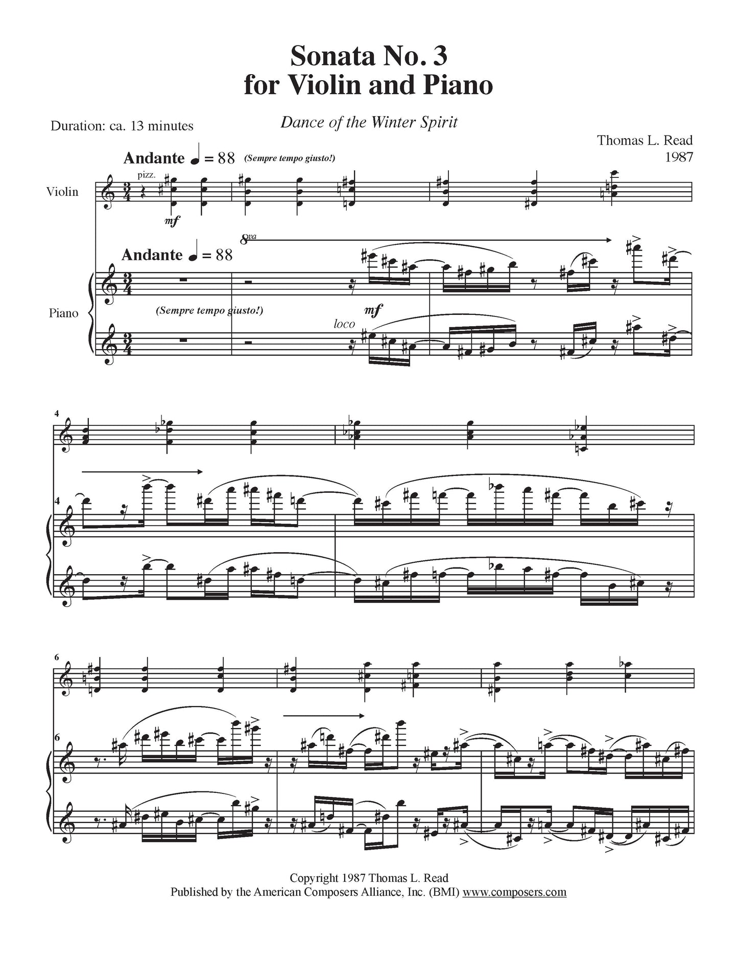 Sonata No. 3 for Violin and Piano