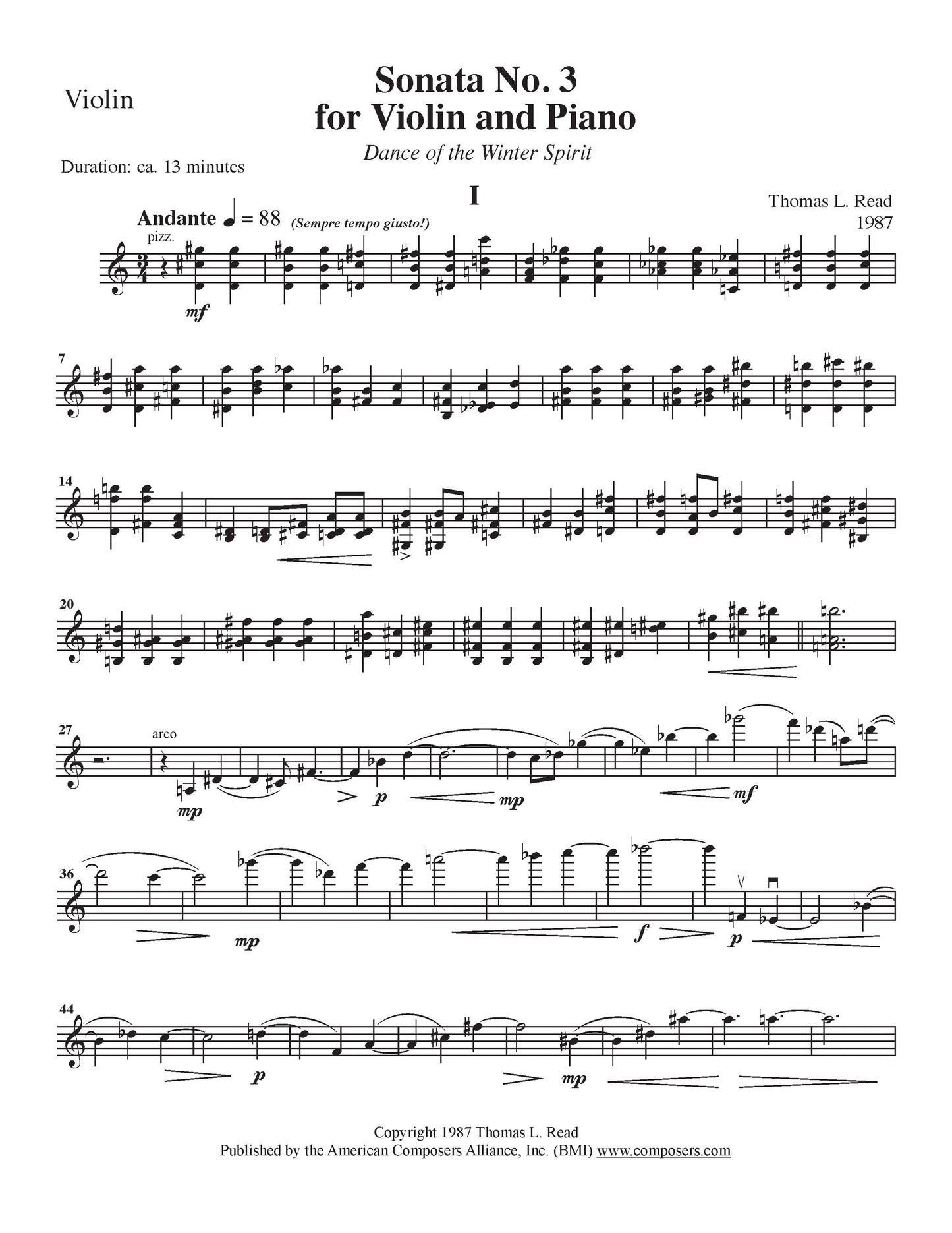 Sonata No. 3 for Violin and Piano