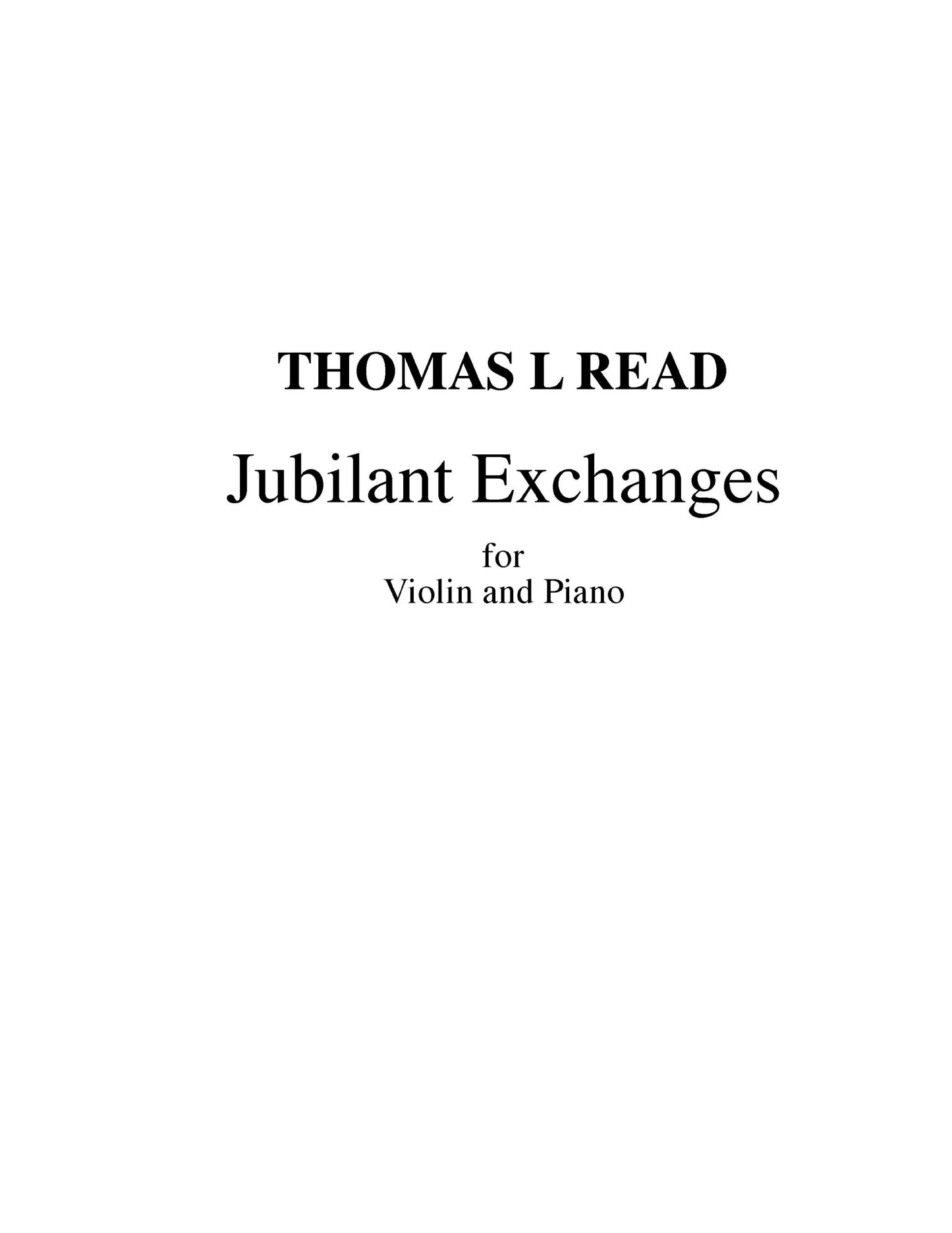 JUBILANT EXCHANGES for violin and piano