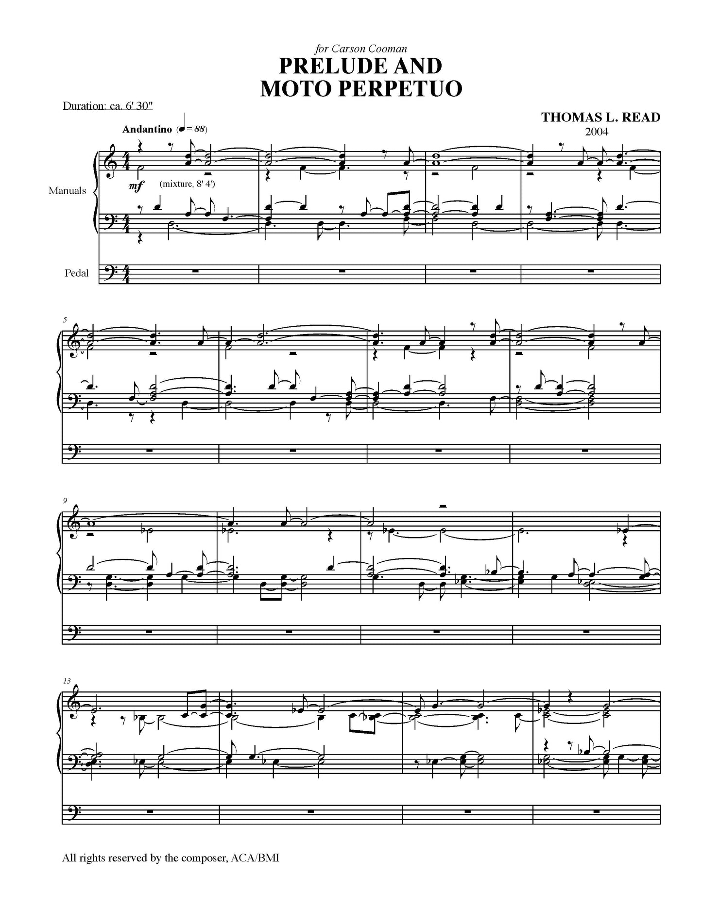 PRELUDE AND MOTO PERPETUO for organ