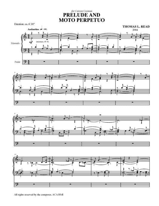 PRELUDE AND MOTO PERPETUO for organ