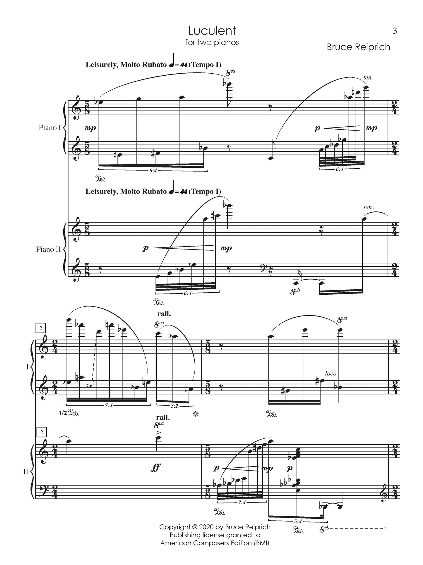 Luculent for Two Pianos