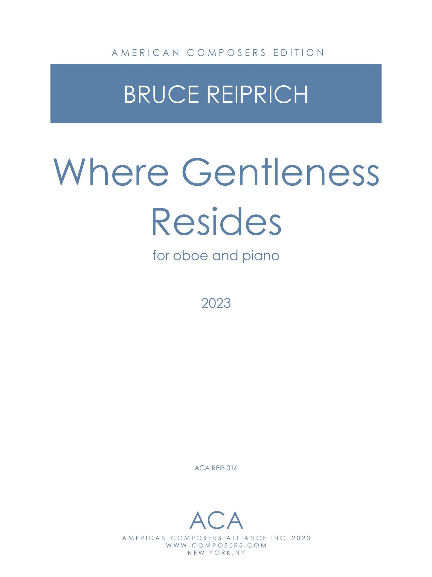 Where Gentleness Resides - for Oboe and Piano