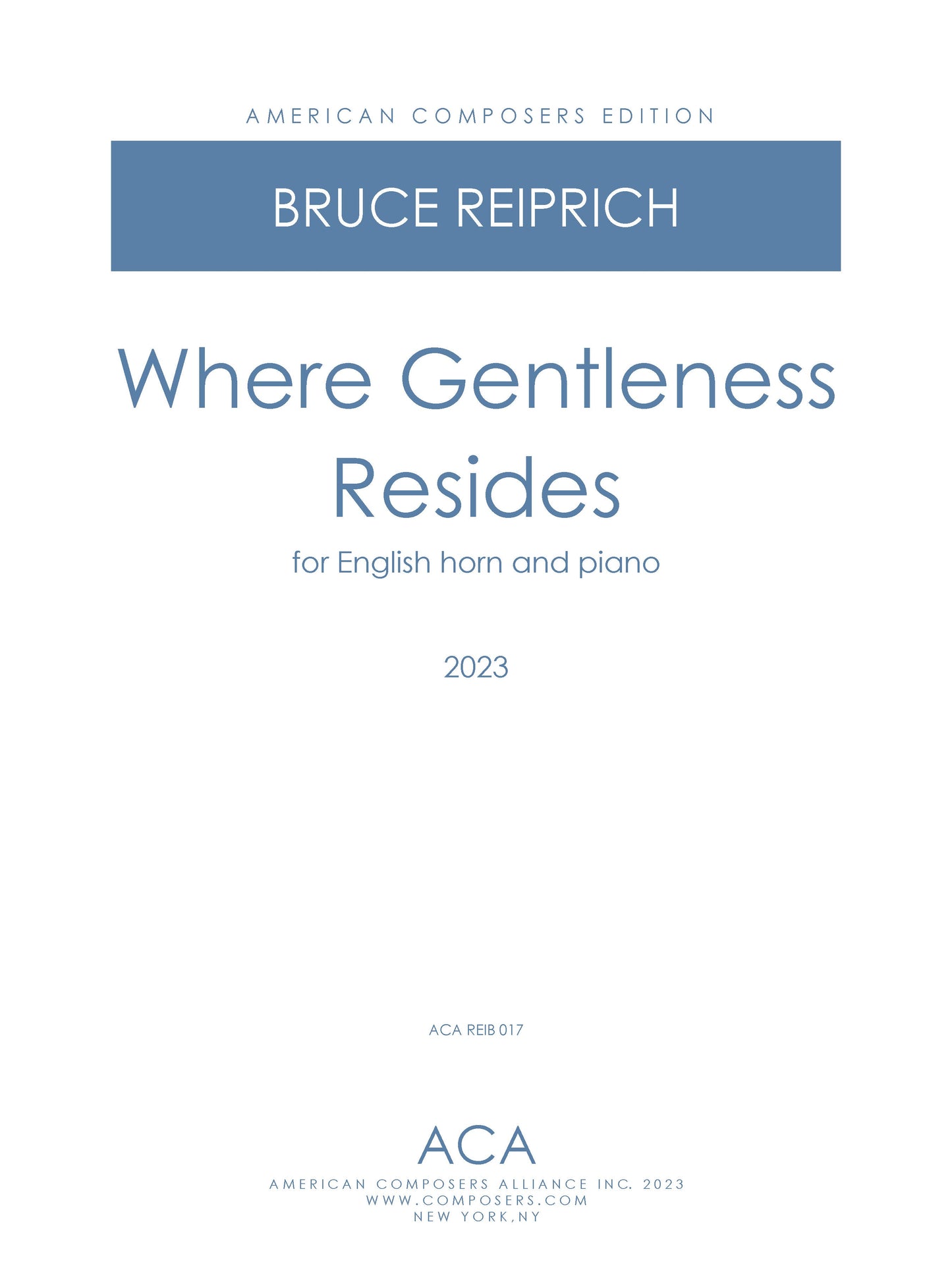 Where Gentleness Resides - for English Horn and Piano