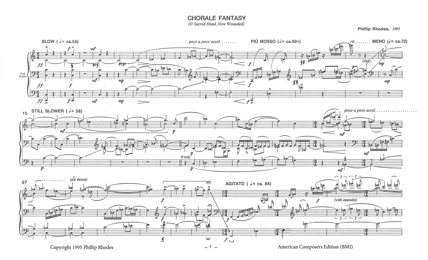 CHORALE FANTASY FOR ORGAN "O SACRED HEAD"