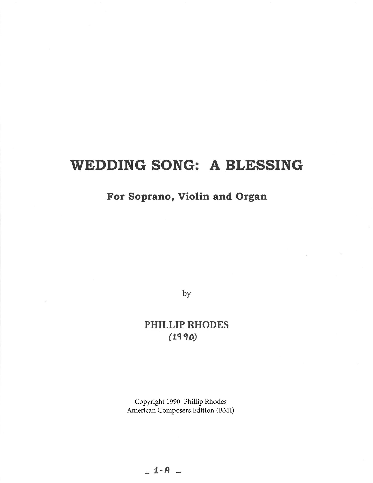 WEDDING SONG: A BLESSING