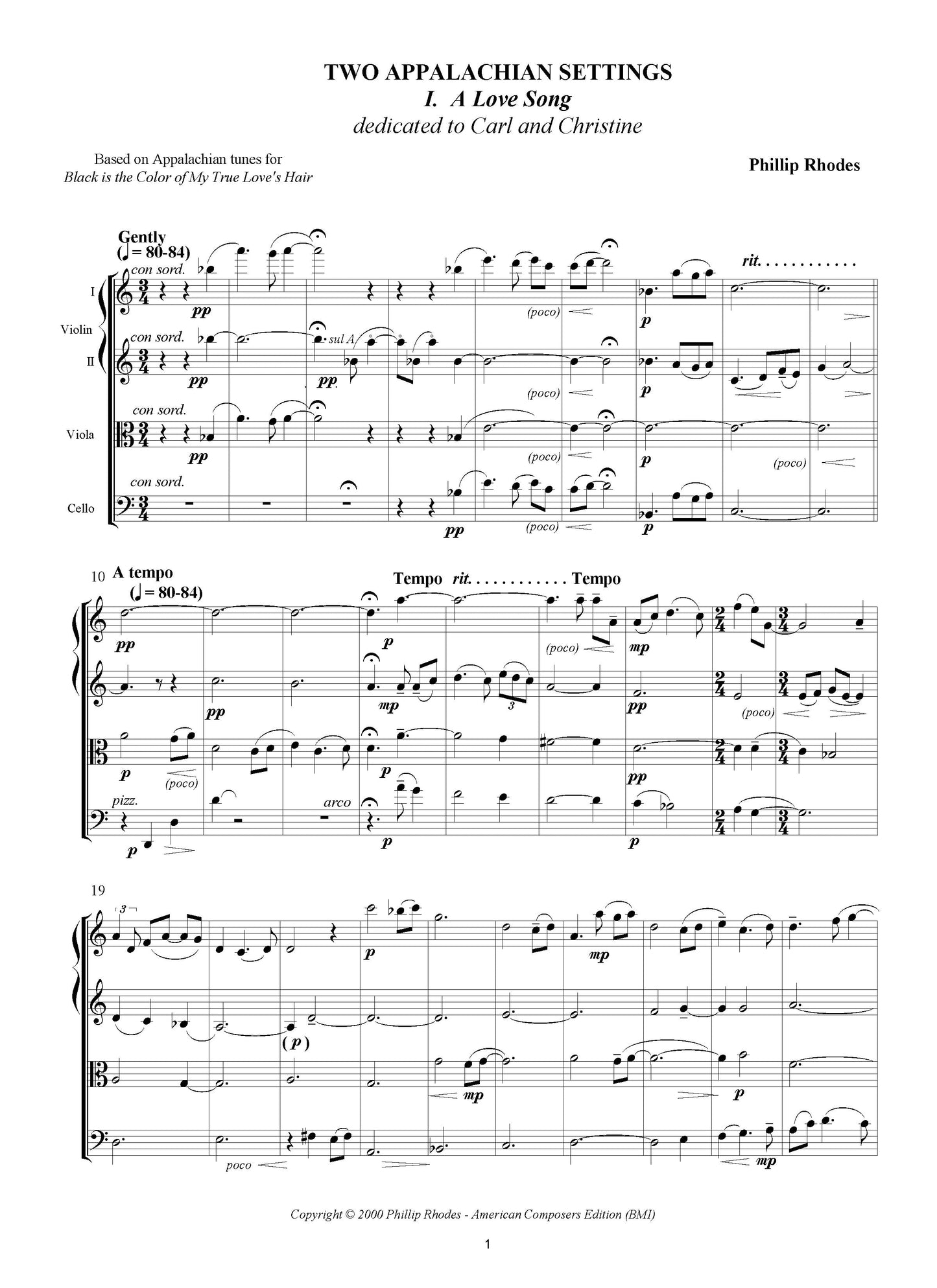 TWO APPALACHIAN SETTINGS FOR STRING QUARTET