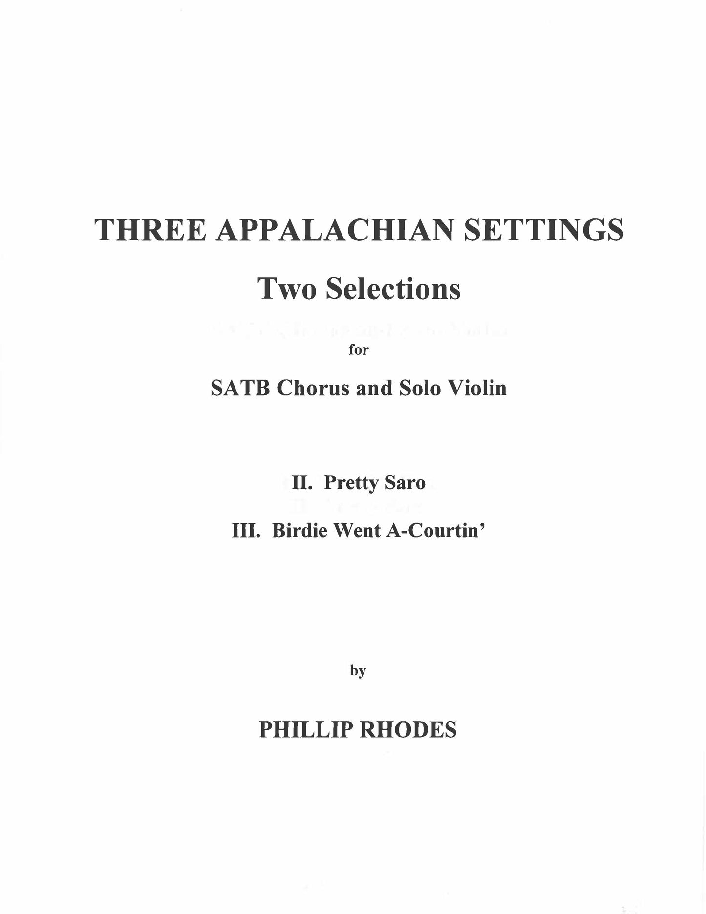 THREE APPALACHIAN SETTINGS - 2 Selections