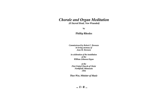 CHORALE AND ORGAN MEDITATION