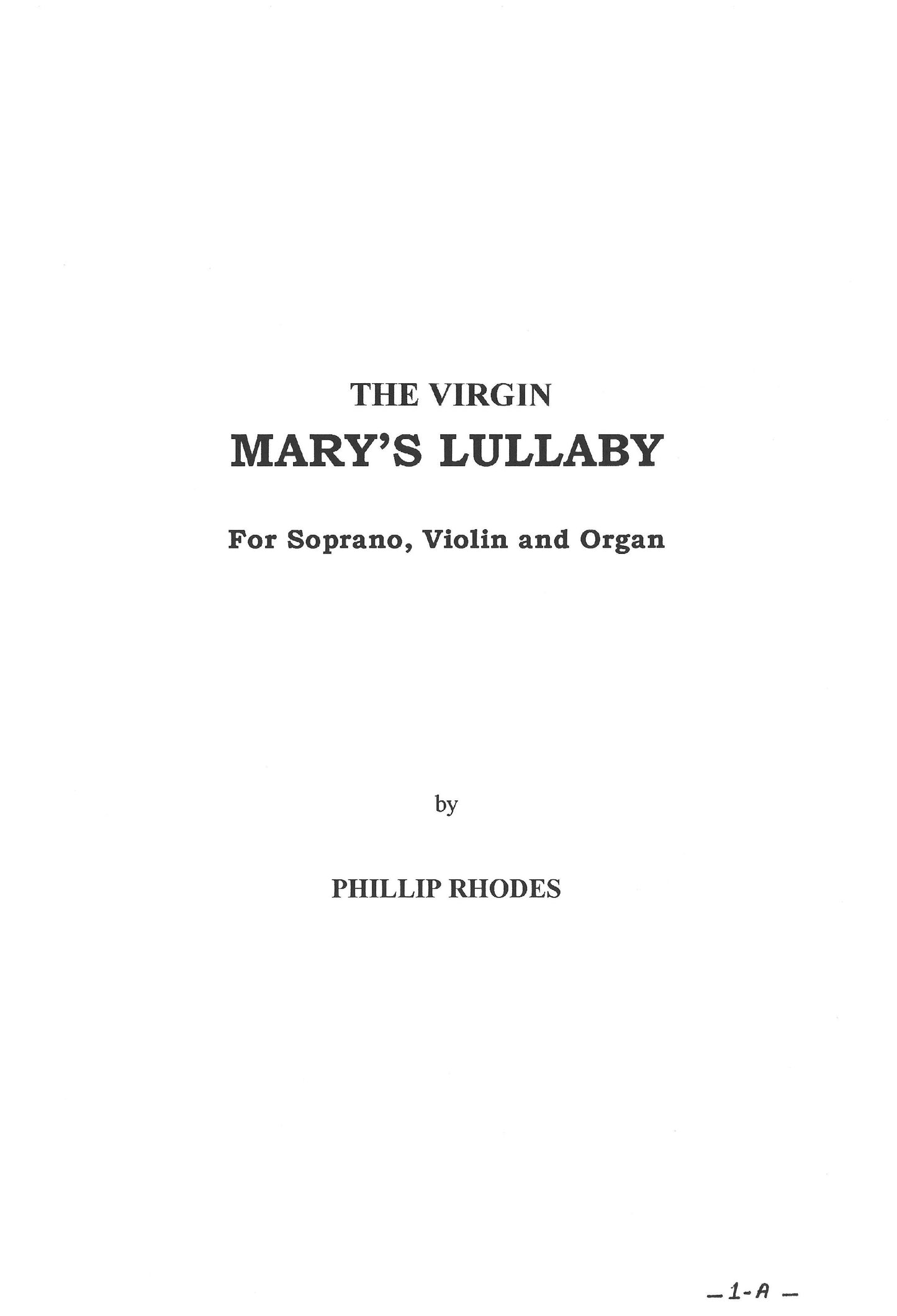 VIRGIN MARY LULLABY