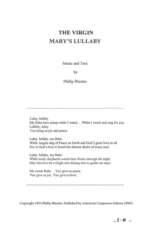 VIRGIN MARY LULLABY