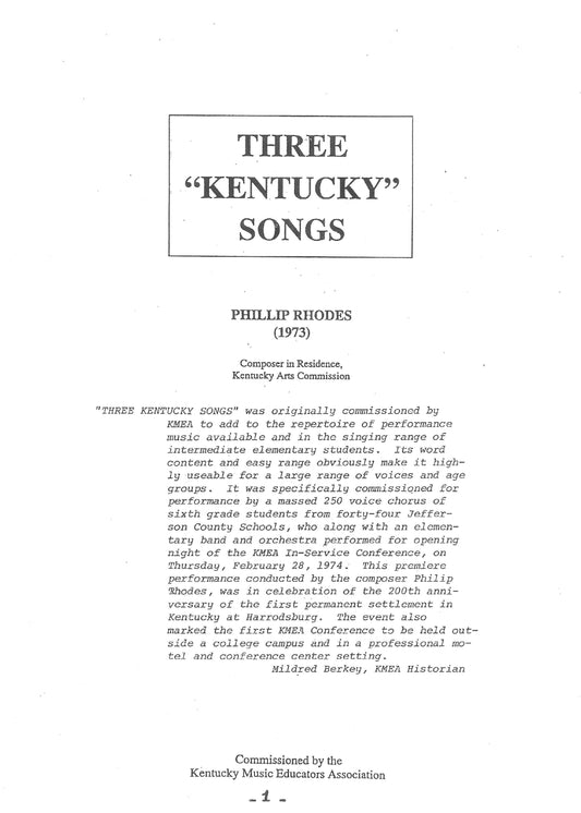 THREE 'KENTUCKY' SONGS