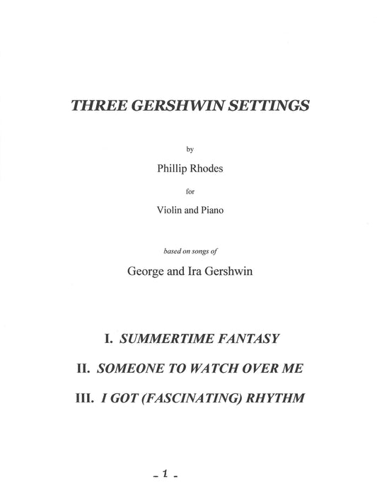 THREE GERSHWIN SETTINGS