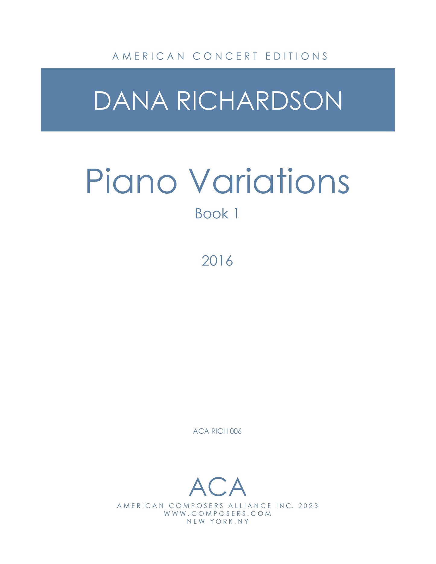 Piano Variations - Book 1