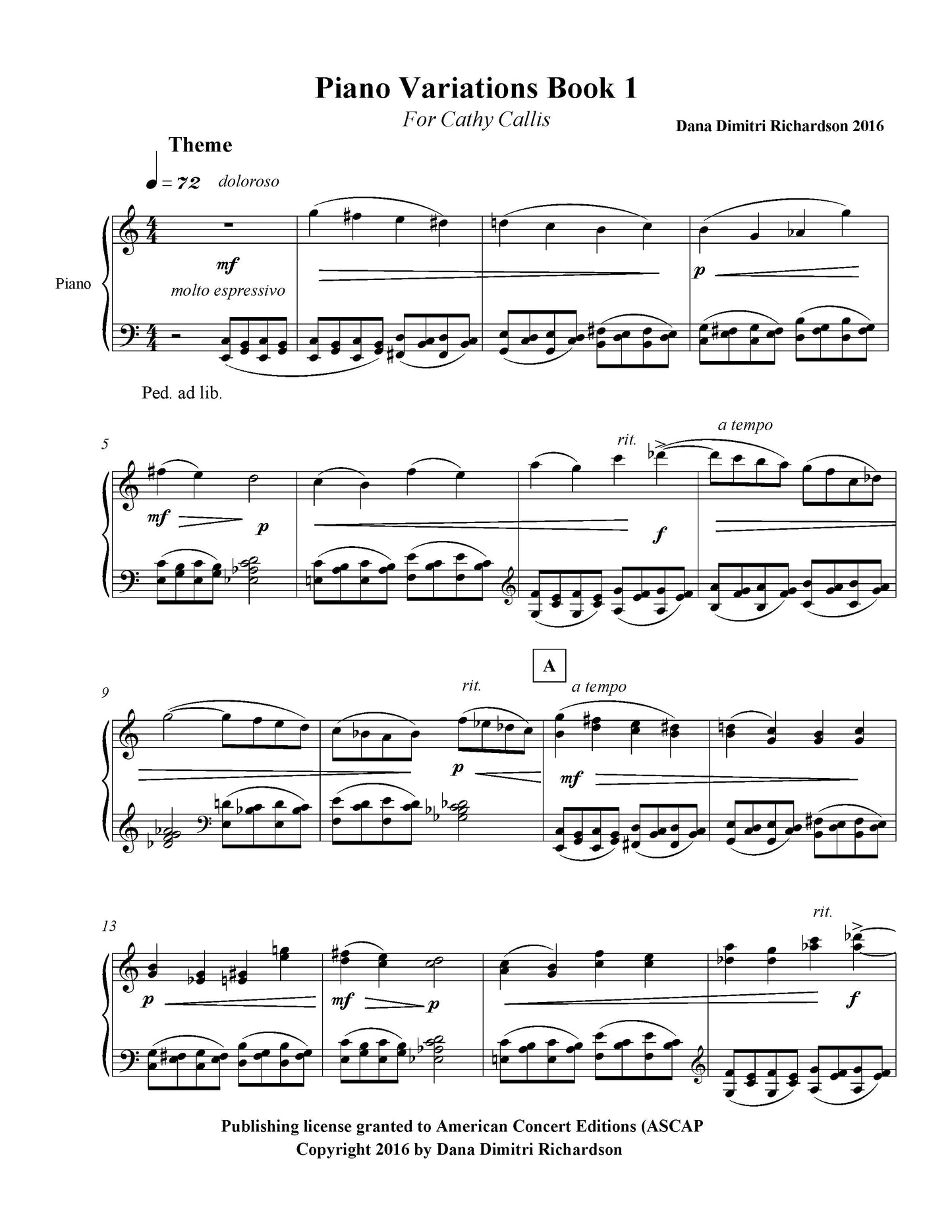 Piano Variations - Book 1