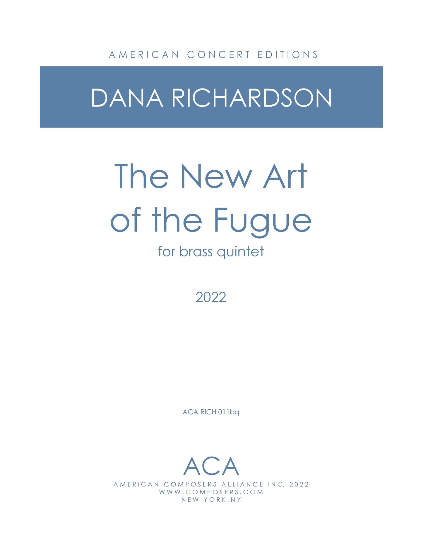 New Art of the Fugue - for Brass Quintet