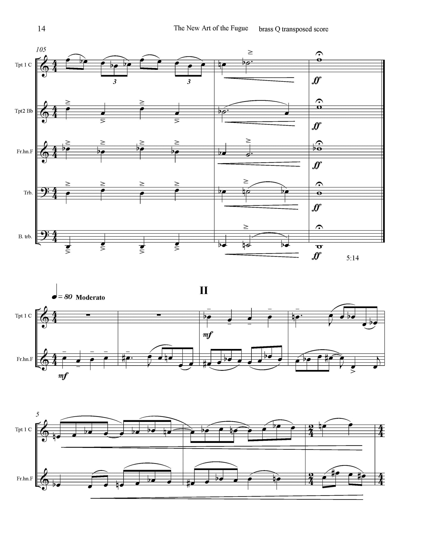 New Art of the Fugue - for Brass Quintet