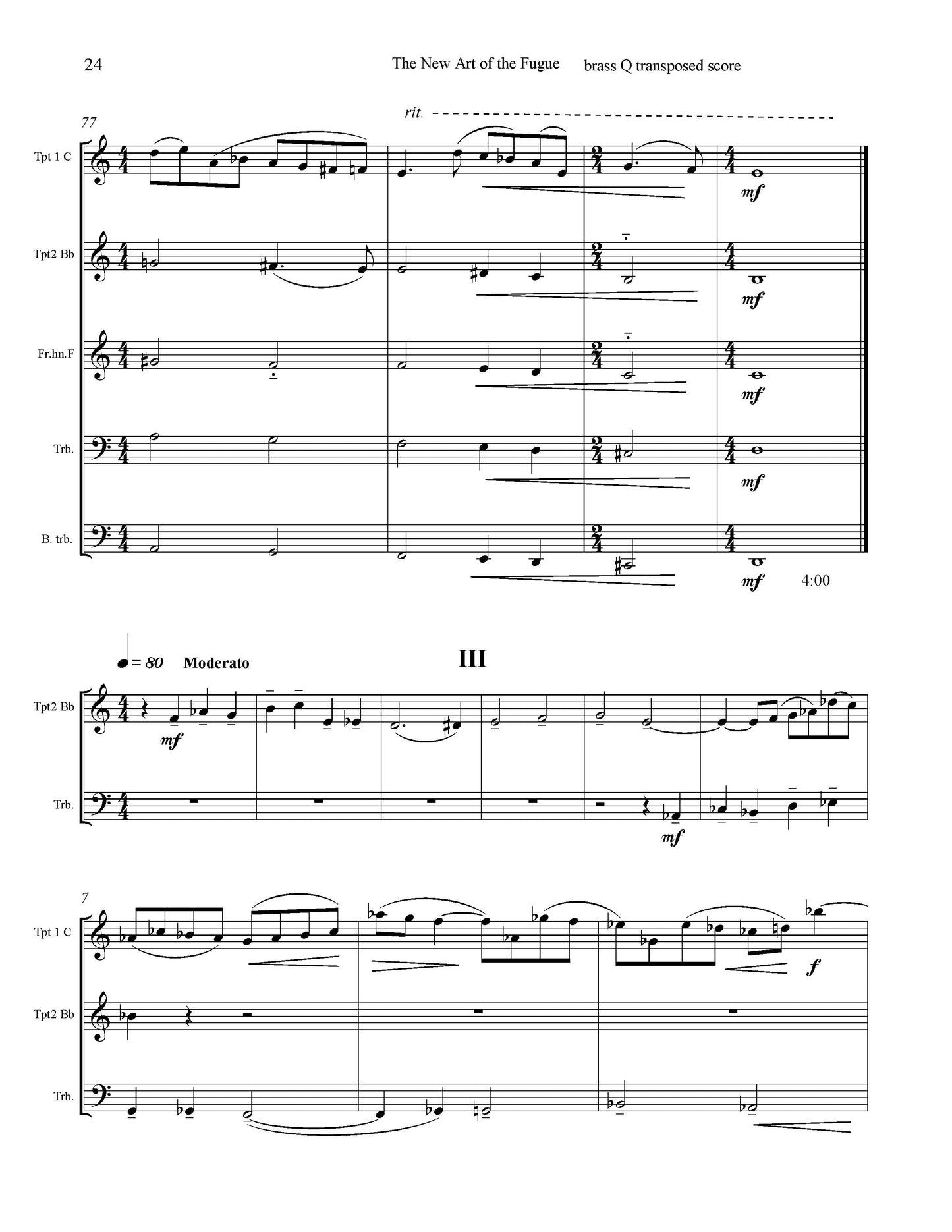 New Art of the Fugue - for Brass Quintet