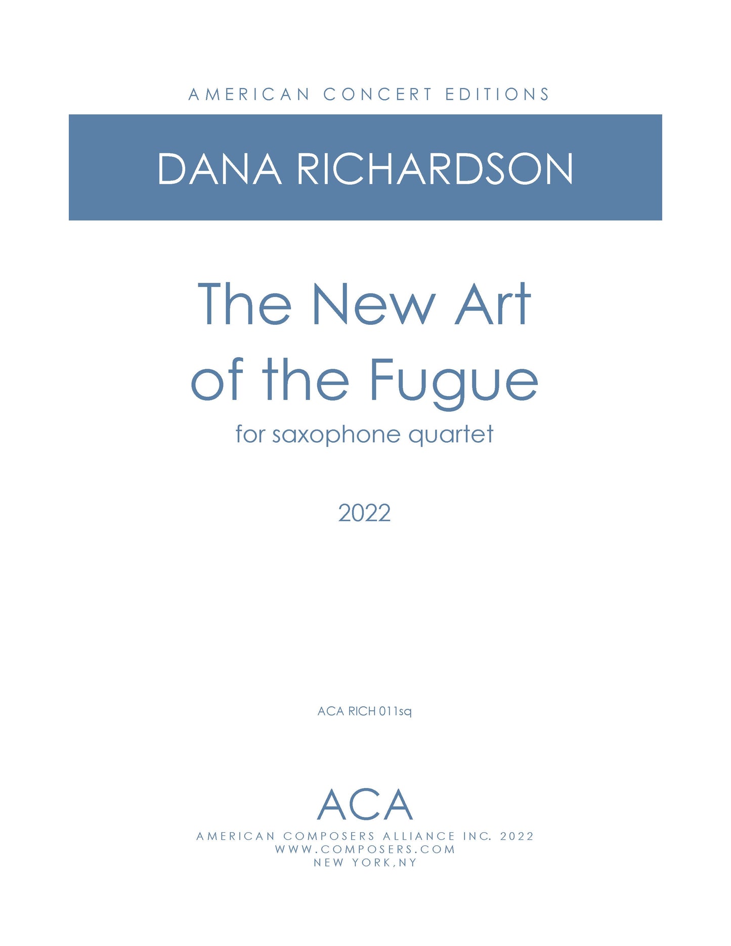 New Art of the Fugue - for Saxophone Quartet