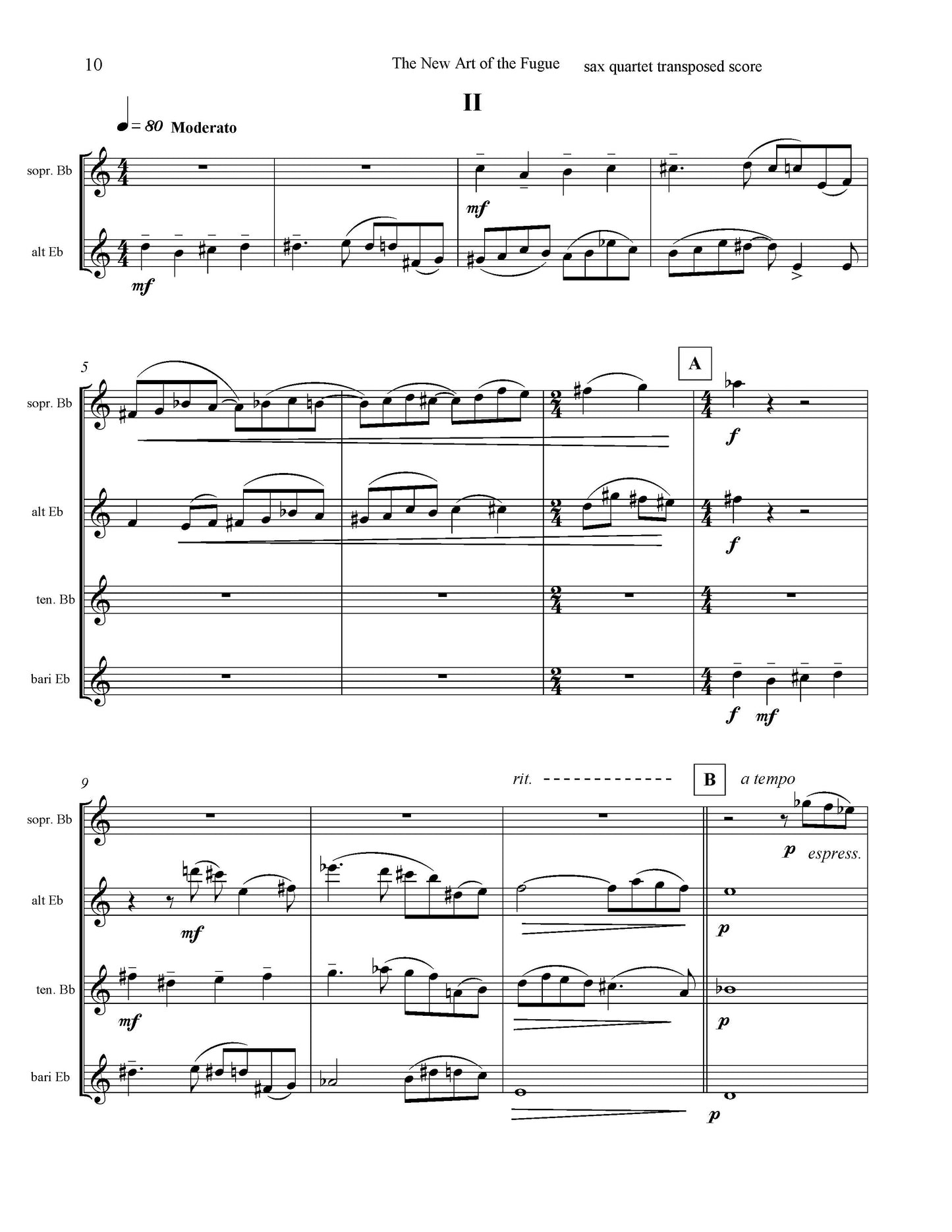 New Art of the Fugue - for Saxophone Quartet