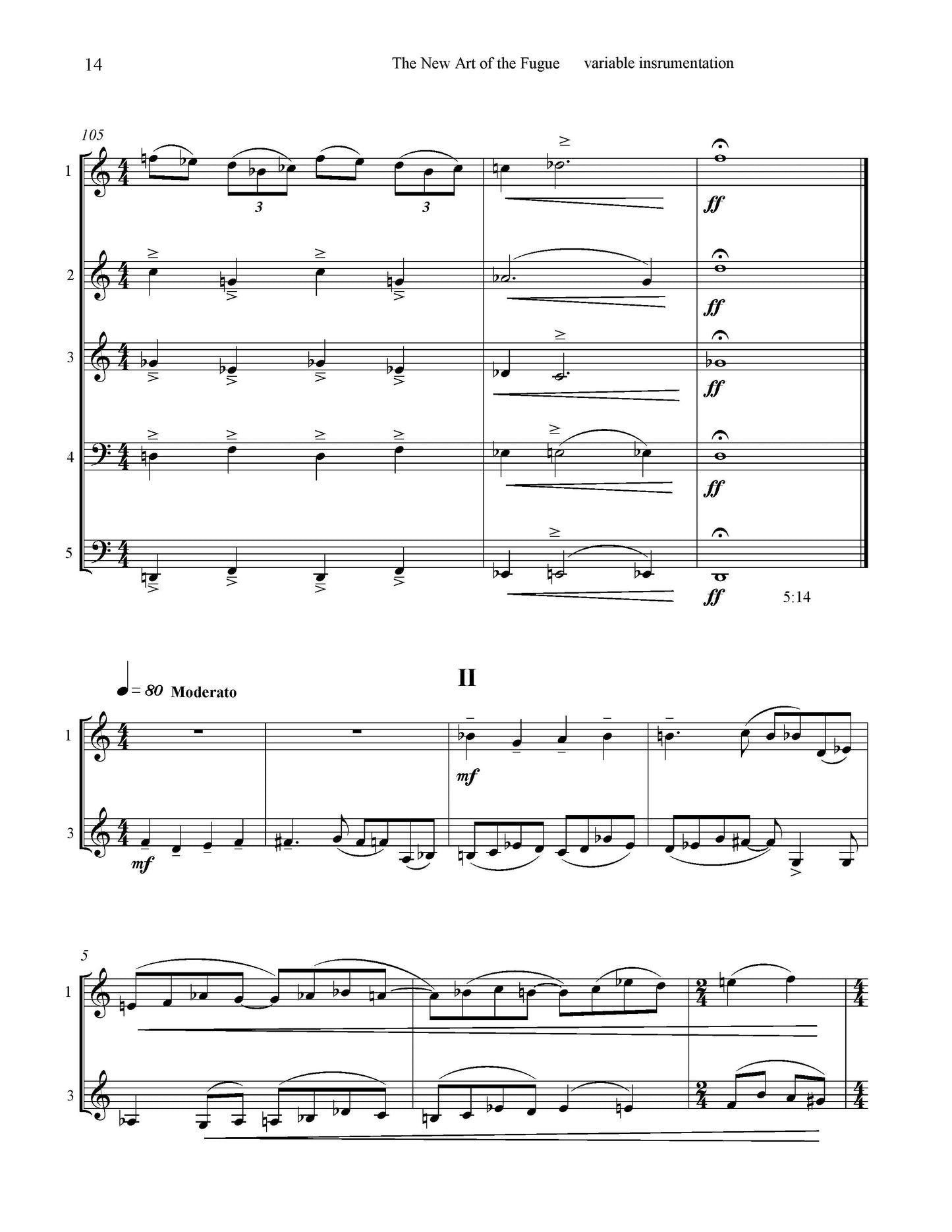 New Art of the Fugue - for Variable Quintet