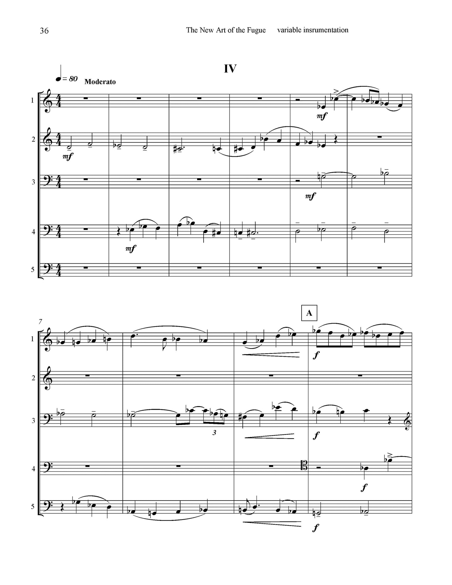 New Art of the Fugue - for Variable Quintet